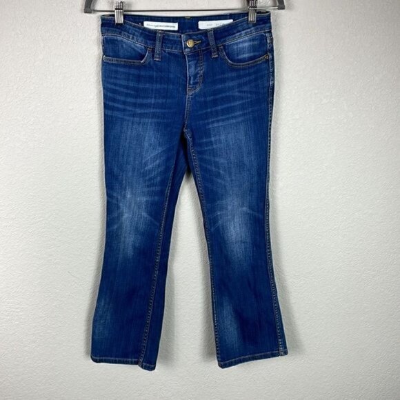 Pilcro & the Letterpress Stet Whiskered Blue Denim Jeans Crop Straight Sz 26 - Picture 2 of 11
